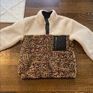 Rails Saga Leopard Print Faux Shearling Pullover